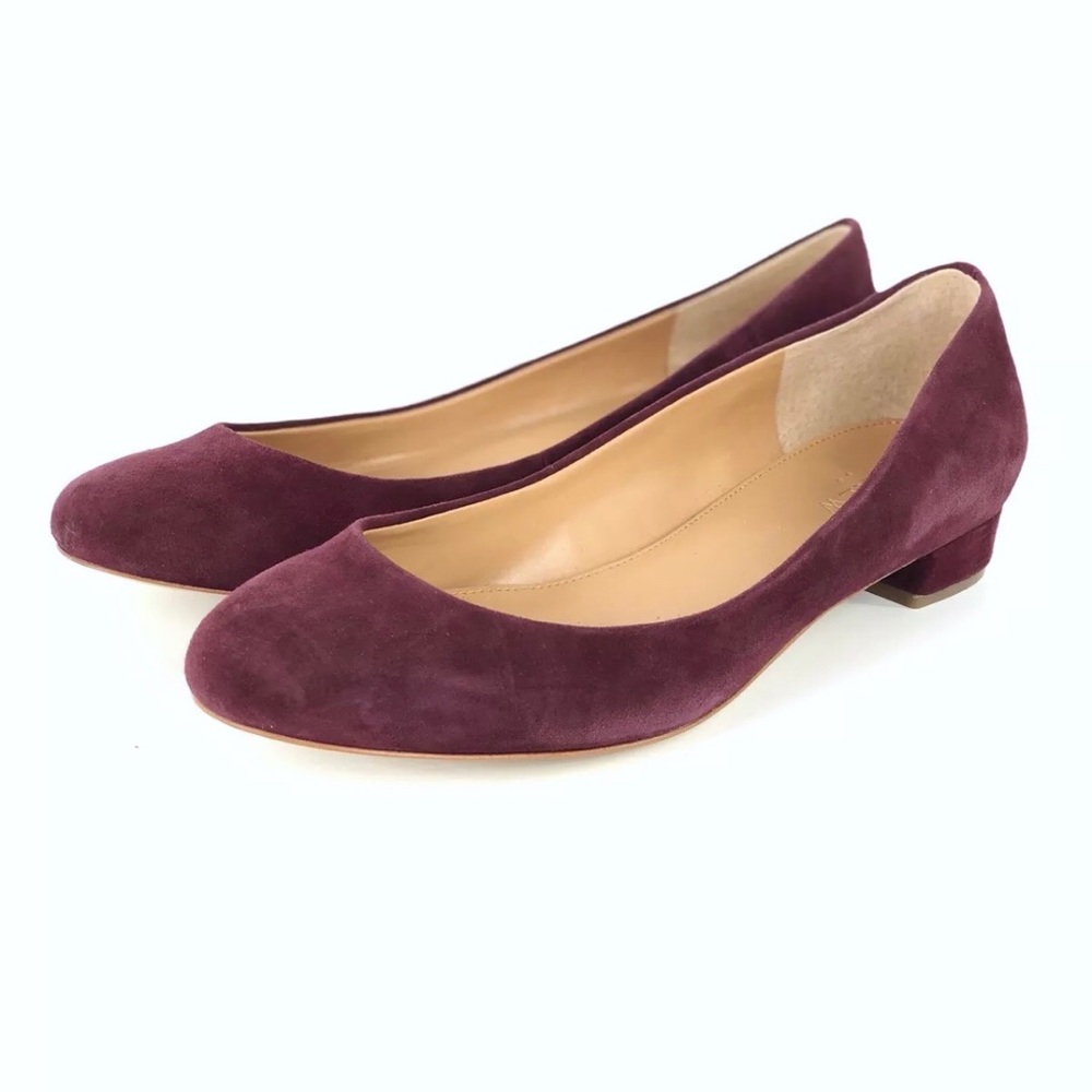 J.Crew Lily Suede Covered Heel Wine Color Sz 8.5